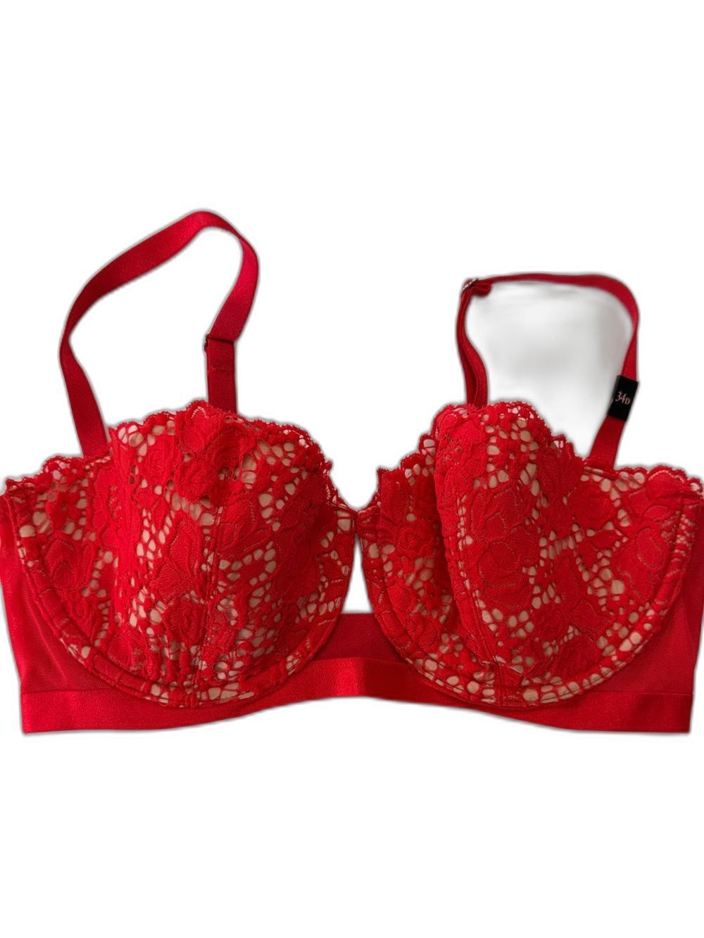 NWT Victoria’s Secret Very Sexy Red Floral Lace Lined Balconet Bra 34D